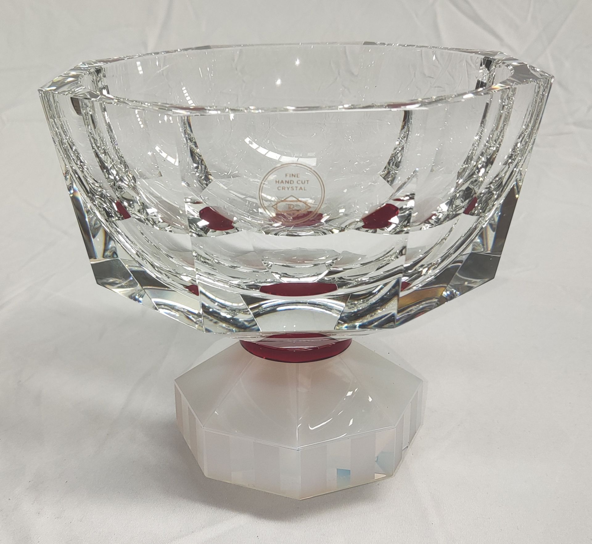 1 x REFLECTIONS COPENHAGEN Halifax Hand-Cut Crystal Glass Bowl In Clear/Milk/Plum - Original RRP £ - Image 10 of 21