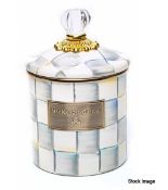 1 x MACKENZIE CHILDS Sterling Check Enamel Canister - Small - Original RRP £124 - Ref: 7145208/