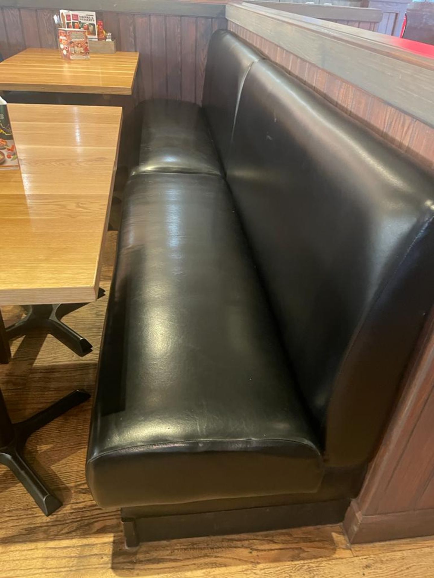 1 x Restaurant Seating Bench With a Black Faux Leather Upholstery - Approx 9ft in Length - Image 5 of 6