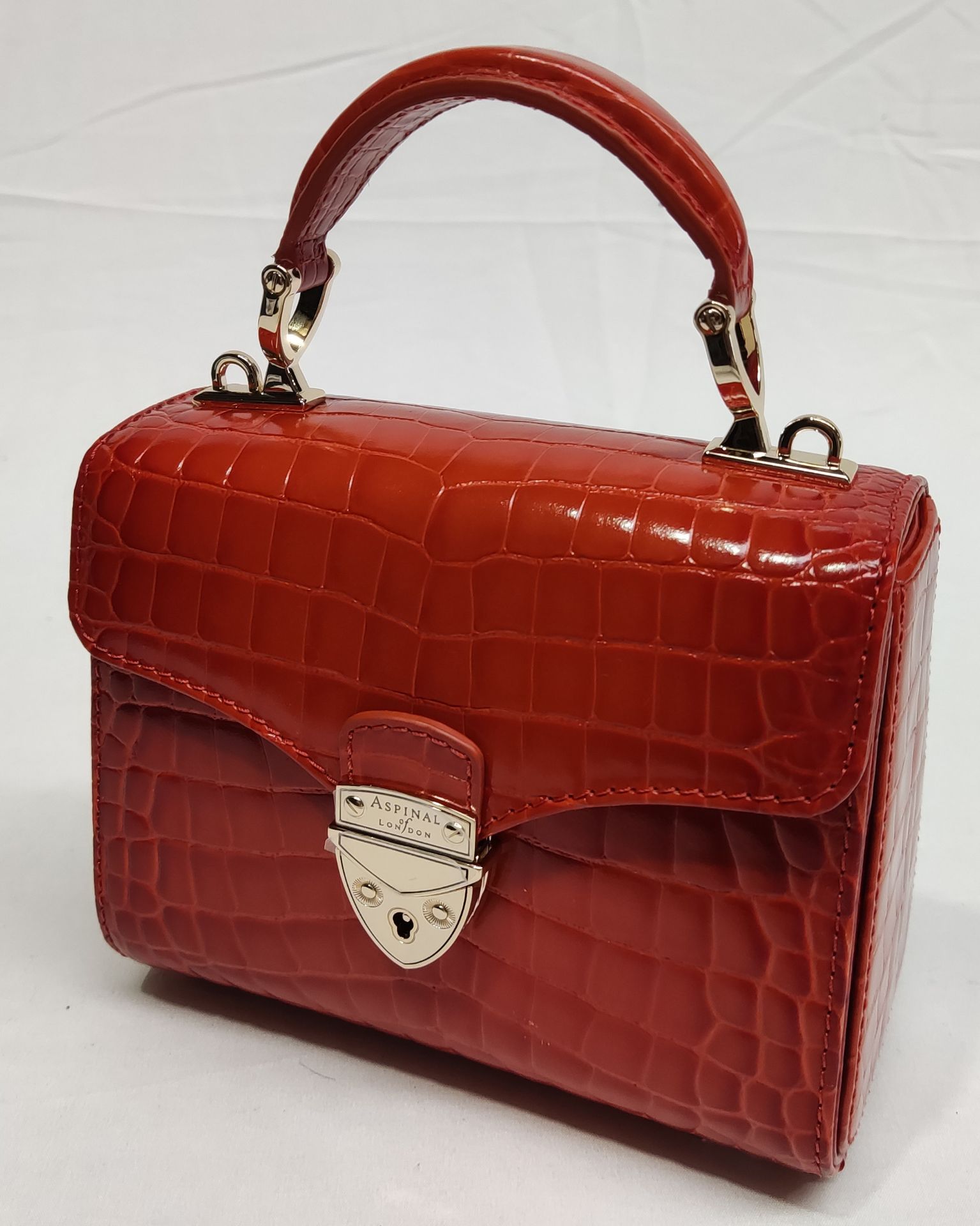 1 x ASPINAL OF LONDON Mayfair Mini Bag In Marmalade Orange - Embossed Crocodile Print - New/ - Image 13 of 27