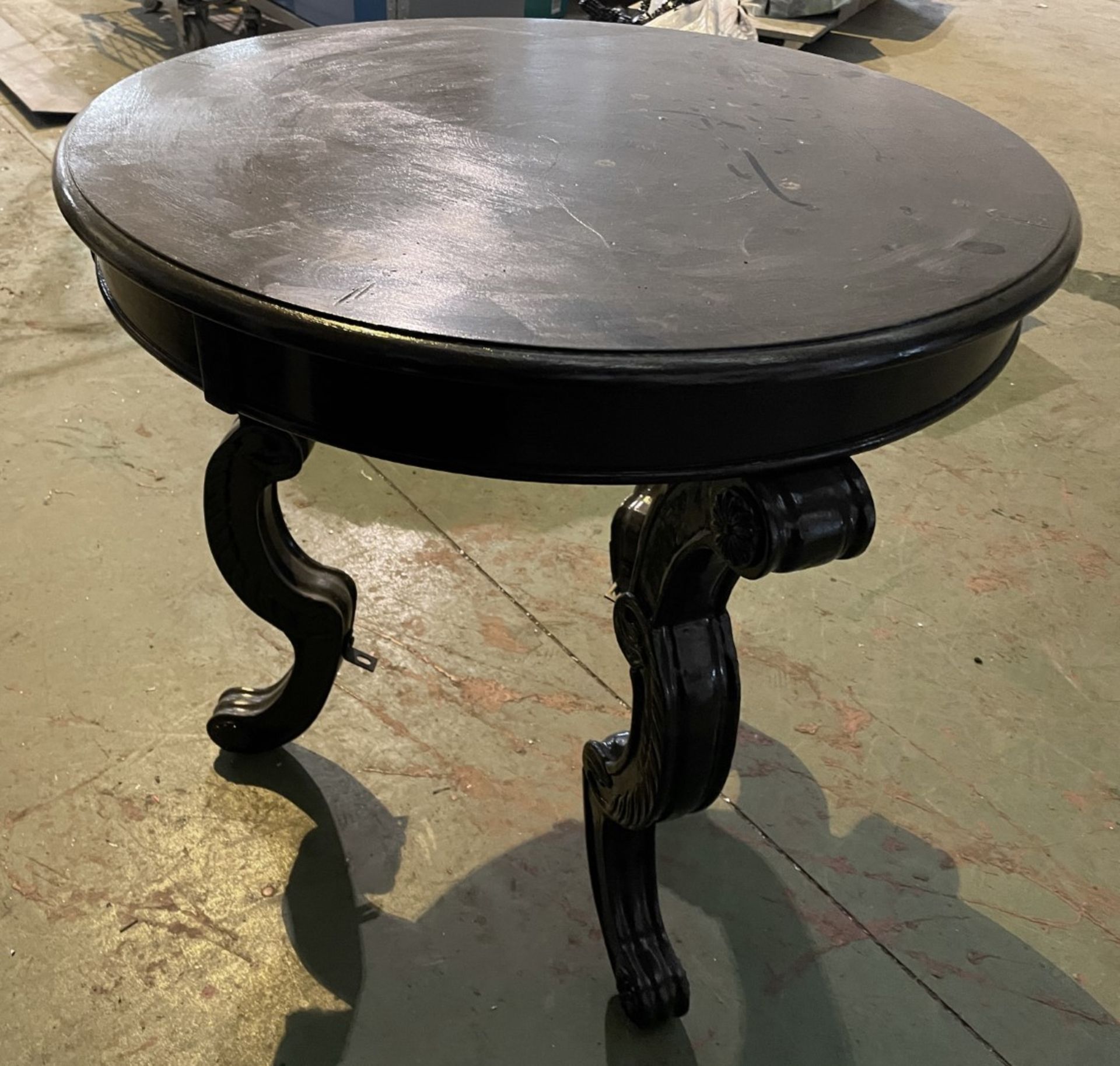 1 x Round Black Painted Wooden Table - Approx 70(D) X 70(H) Cm - Ref: J119 - CL531 - Location: - Image 2 of 5