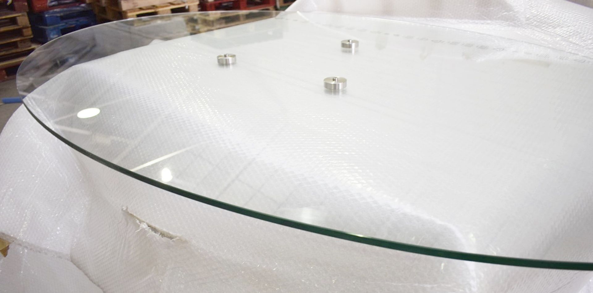 1 x PORADA 'Infinity' Oval 12mm Thick Transparent Tempered Designer Glass Table Top (No Base) - Image 6 of 9
