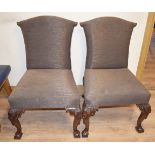 2 x Opulent Dining Chairs Featuring Premium Upholstery, and Ornate Carved Legs with Ball and Claw