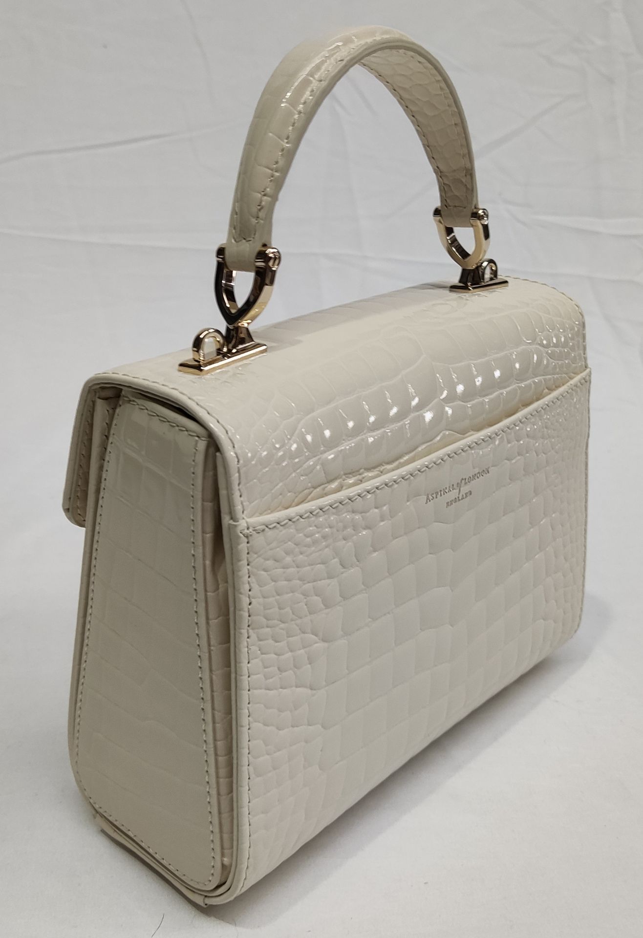 1 x ASPINAL OF LONDON Mayfair Midi Bag In Soft Taupe Patent Croc - Original RRP £595 - Ref: - Image 8 of 24