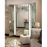 1 x Luxury Full-length Tri-fold Illuminated Fitting Room Dressing Mirror In Gold - NO RESERVE