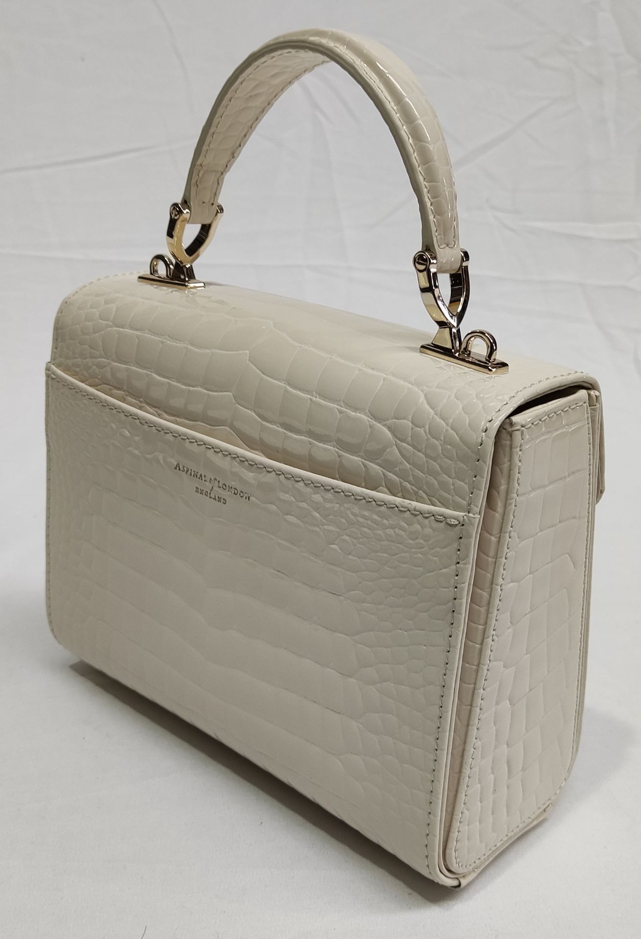 1 x ASPINAL OF LONDON Mayfair Midi Bag In Soft Taupe Patent Croc - Original RRP £595 - Ref: - Image 6 of 24