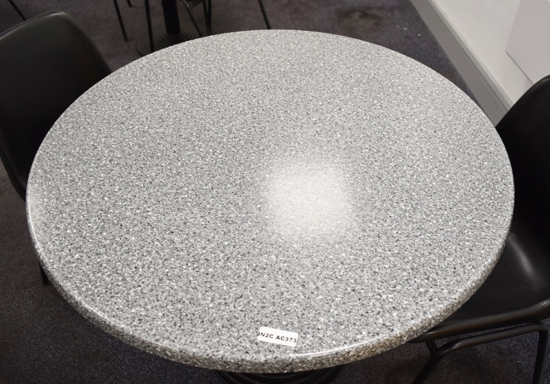 4 x Canteen Tables and 8 x Stackable Chairs - Granite Effect 90cm Table Tops With Cast Iron - Image 5 of 6