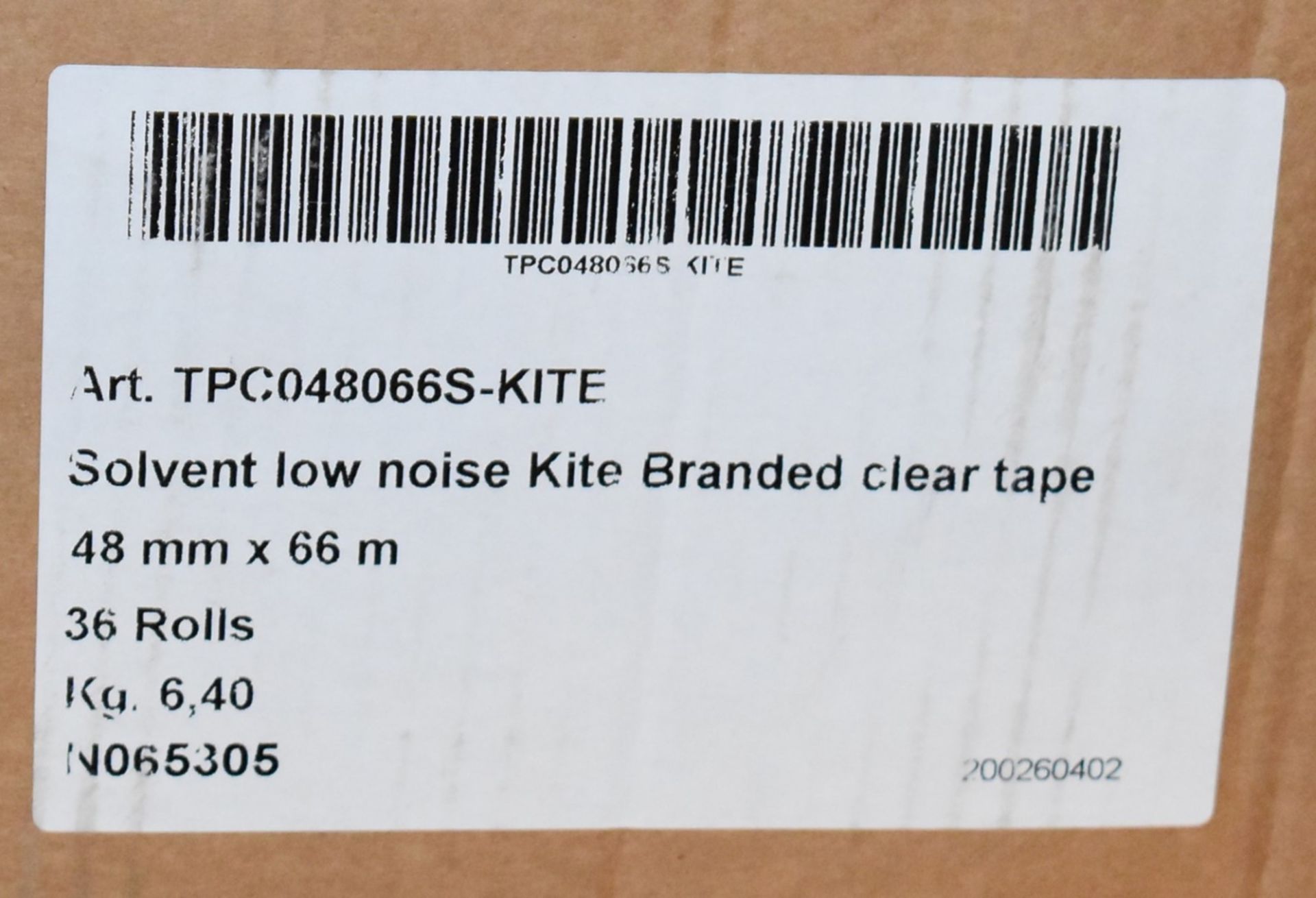 36 x Kite Low Noise Tear by Hand 66m Clear Packing Tape - New Boxed Stock - RRP £55 - Ref: AC230 - Image 2 of 3