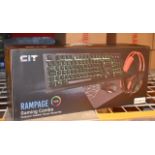 1 x CIT Rampage Gaming Combo RGB Keyboard, Headset, Mouse and Mouse Mat - New Boxed Stock