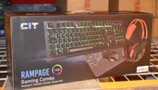 1 x CIT Rampage Gaming Combo RGB Keyboard, Headset, Mouse and Mouse Mat - New Boxed Stock