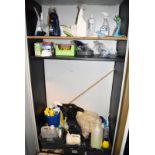 1 x Triumph Upright Two Door Metal Storage Cabinet With Contents - Includes Various Cleaning