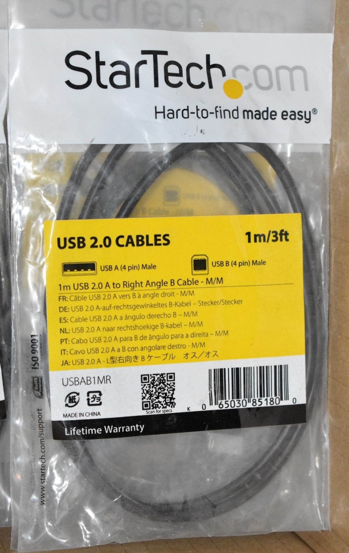 15 x StarTech USB A to Left Angle B 1m Printer Cables - New in Packets - Ref: AC106 GFMR - CL646 - - Image 2 of 2