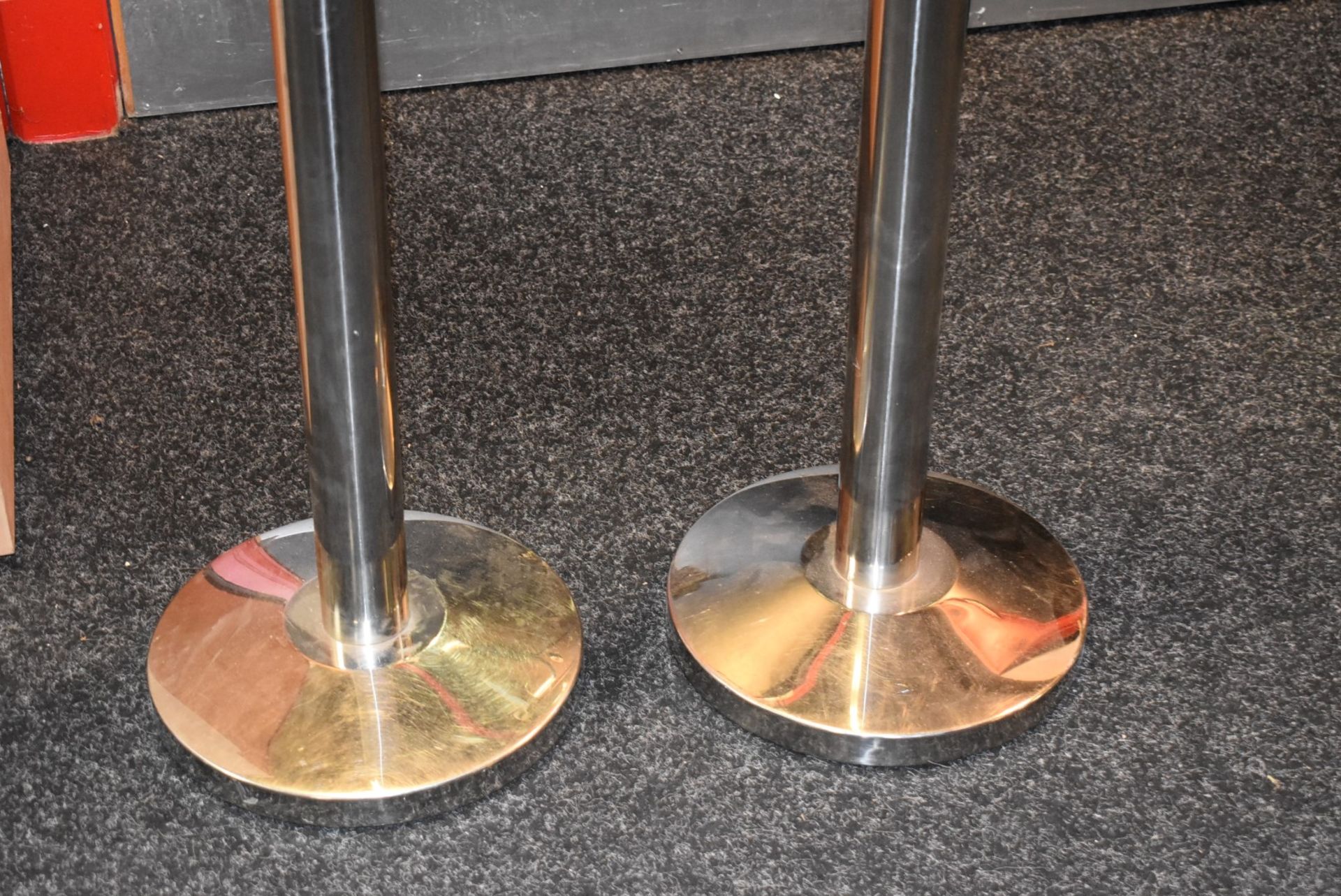 2 x Crowd Control Queue Barriers With Rectractable Belts - Chrome Finish - Approx Height 95 cms - - Image 2 of 3