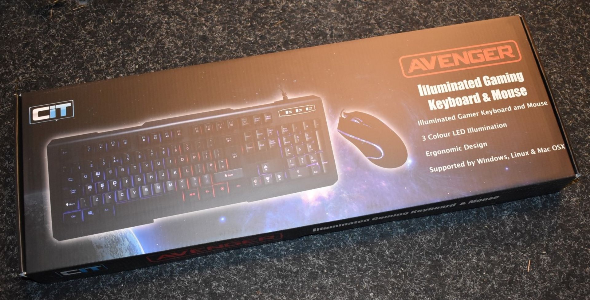 1 x CiT Avenger Gaming Keyboard and Mouse Set - Features 3 Colour Mode LED Backlight, Swappable