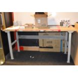 1 x Adjustable Height Workbench With Metal Frame, Adjustable Legs, Wooden Top and Anti Static