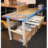 1 x Adjustable Height Workbench With Metal Frame, Drawer, Adjustable Legs, Wooden Top and Anti