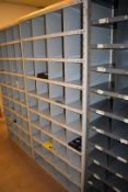 1 x Grey Metal Pigeon Hole Storage Unit - Size: H186 x W92 x D39 cms