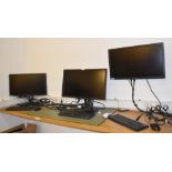 3 x Dell LCD 1440p Monitors - Includes 27 and 24 Inch Screens Plus 3 x Keyboard and Mice Sets