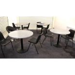4 x Canteen Tables and 8 x Stackable Chairs - Granite Effect 90cm Table Tops With Cast Iron