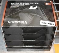 4 x Noctua NF-A9x14 PWM Chromax PC Case Fans - 92mm - Includes Swappable Anti Vibration Pads