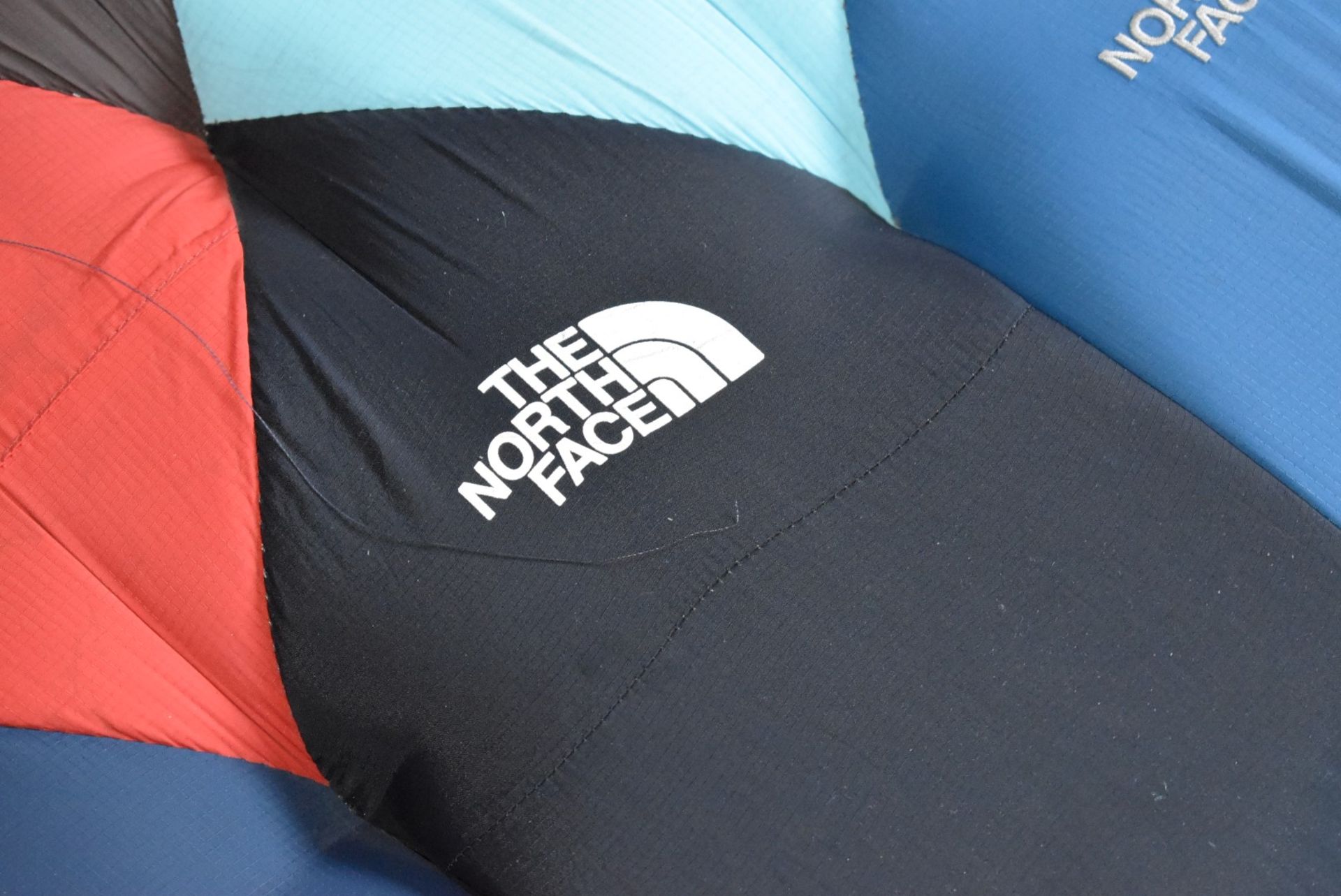 1 x Chesterfield Style Sofa Upholstered in North Face Stitched Fabrics - Image 6 of 10