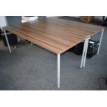 1 x Contemporary Office Table With Walnut Finish and White Mental Base - Size: H72 x W180 x D80