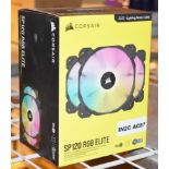1 x Corsair SP120 RGB Elite Case Fan Set - Includes 3 x 120mm RGB Fans - New Boxed Stock