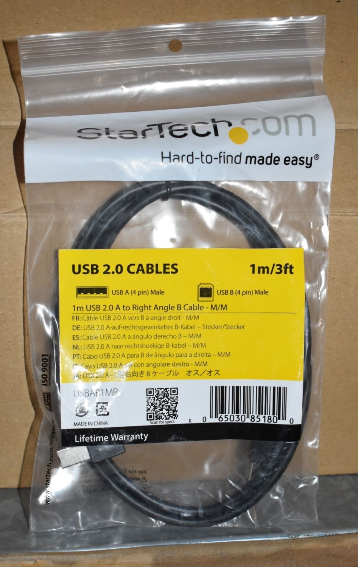 40 x StarTech USB A to Right Angle B Printer Cables - New in Packets - Ref: AC109 GFMR - CL646 - - Image 2 of 3