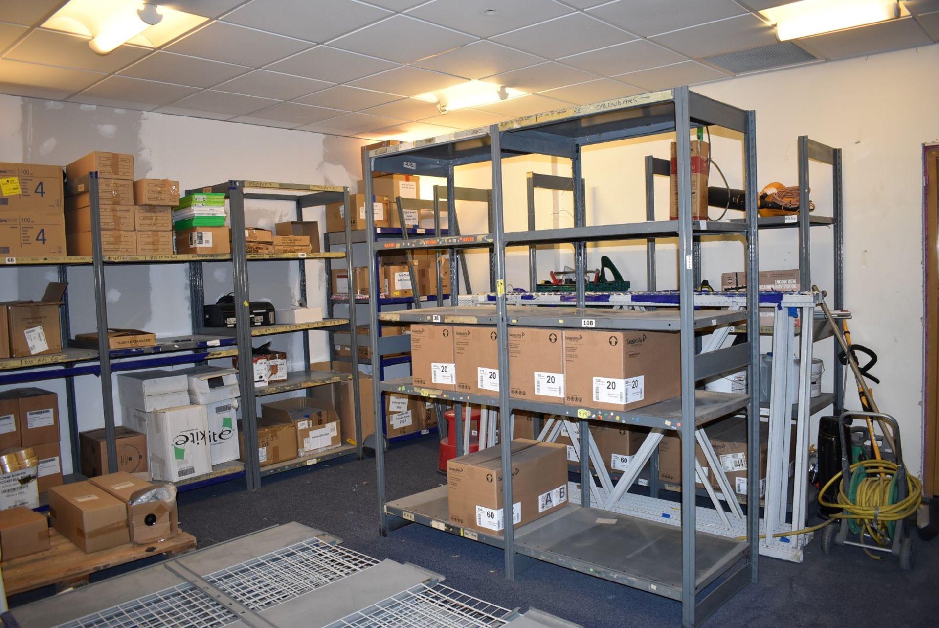 1 x Large Collection of Boltless Warehouse Storage Shelving - Includes 15 x Uprights & 37 x Shelves