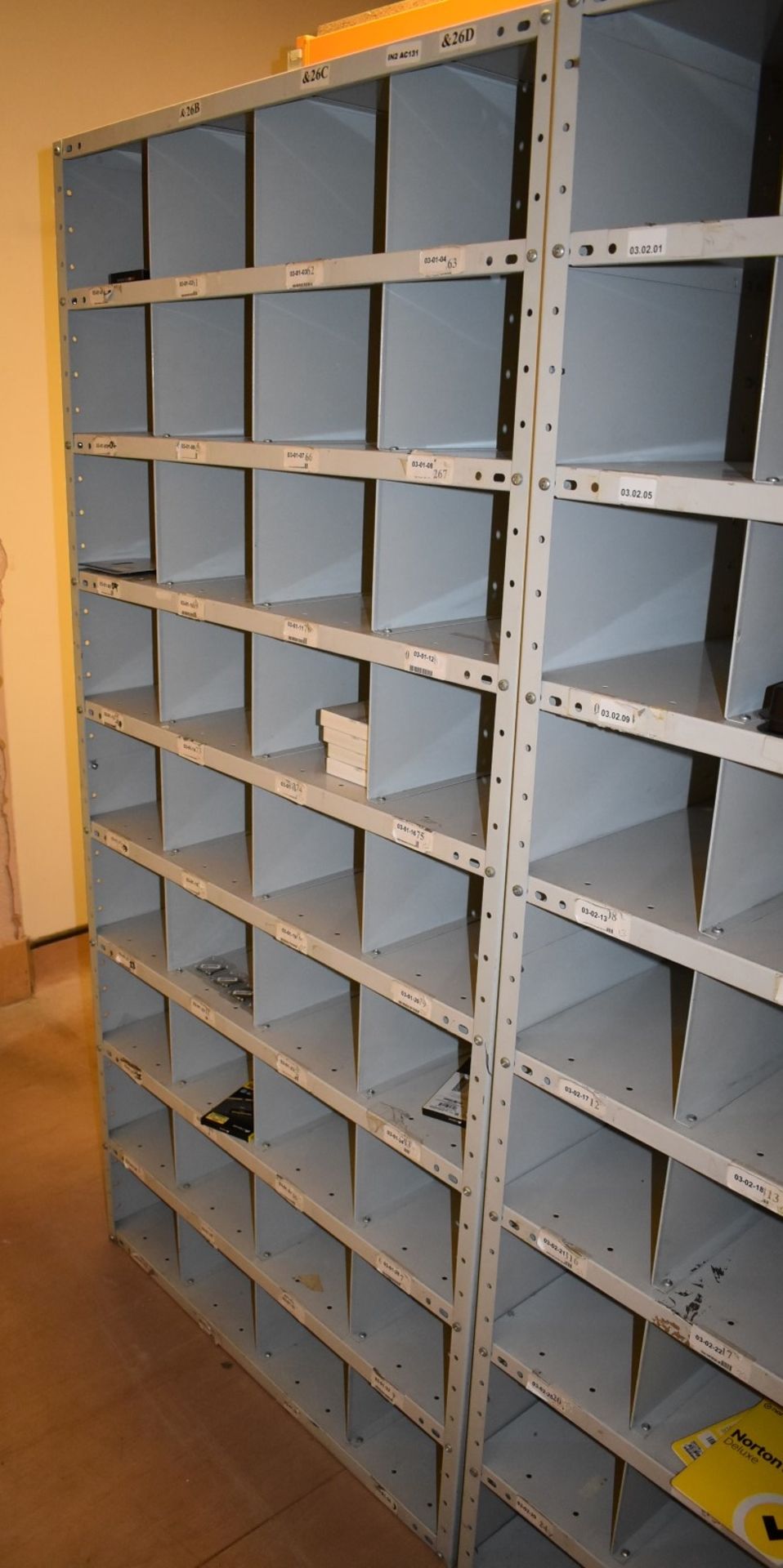 1 x Grey Metal Pigeon Hole Storage Unit - Size: H186 x W92 x D39 cms