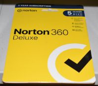 1 x Norton 360 Deluxe Anti Virus 1 Year Subscription - For 5 Devices - Features 50gb Cloud