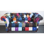 1 x Chesterfield Style Sofa Upholstered in North Face Stitched Fabrics