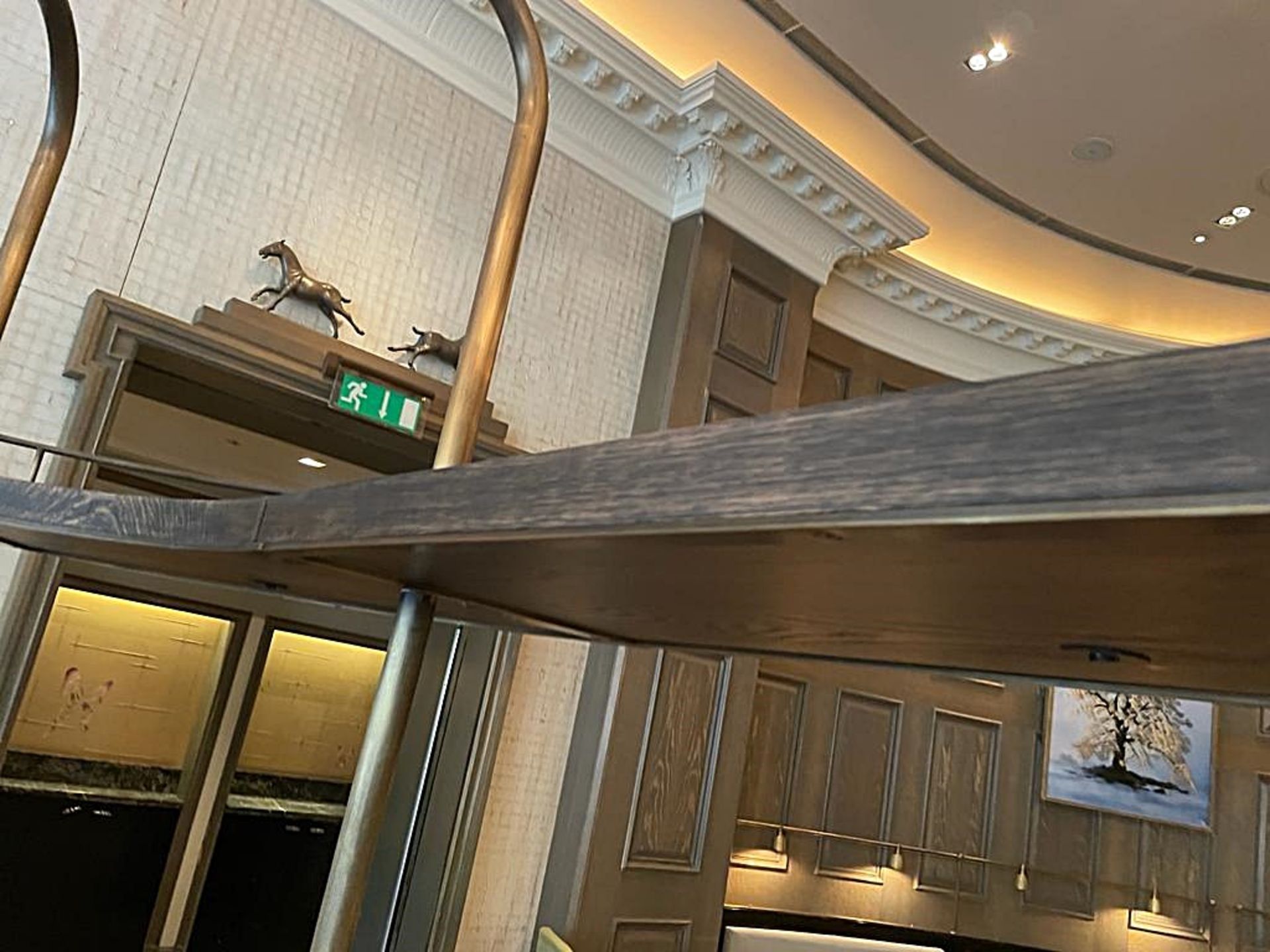 1 x Luxury Curved Restaurant 5.5-Metre Centrepiece Bar, Clad in Timber & Leather with 18 x Stools - Image 20 of 72