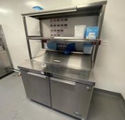 1 x Atosa Refrigerated Pizza Prep Fridge With Counter, Pizza Topper Section and Overhead Shelves