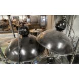 5 x Industrial Style Dome Light Pendants Finish in Black - Diameter 46 cms