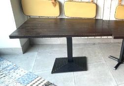 4 x Rectangular Restaurant Tables With Dark Brown Wooden Tops and Pyramid Step Bases