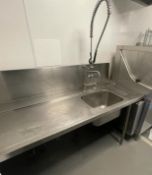 1 x Stainless Steel Inlet Wash Unit With Mixer Tap, Sprayer Tap and Upstand