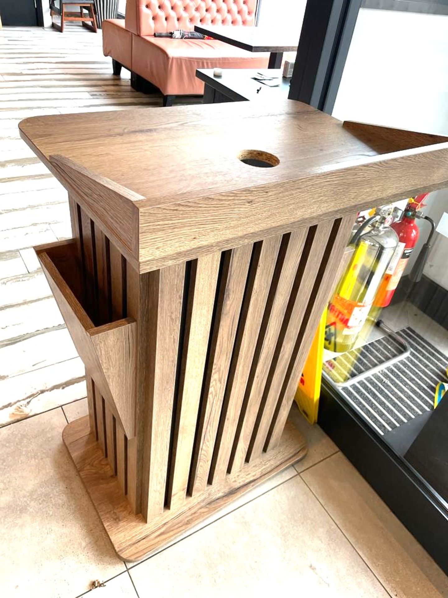 1 x Meet and Greet Restaurant Podium in Oak With Menu Holder