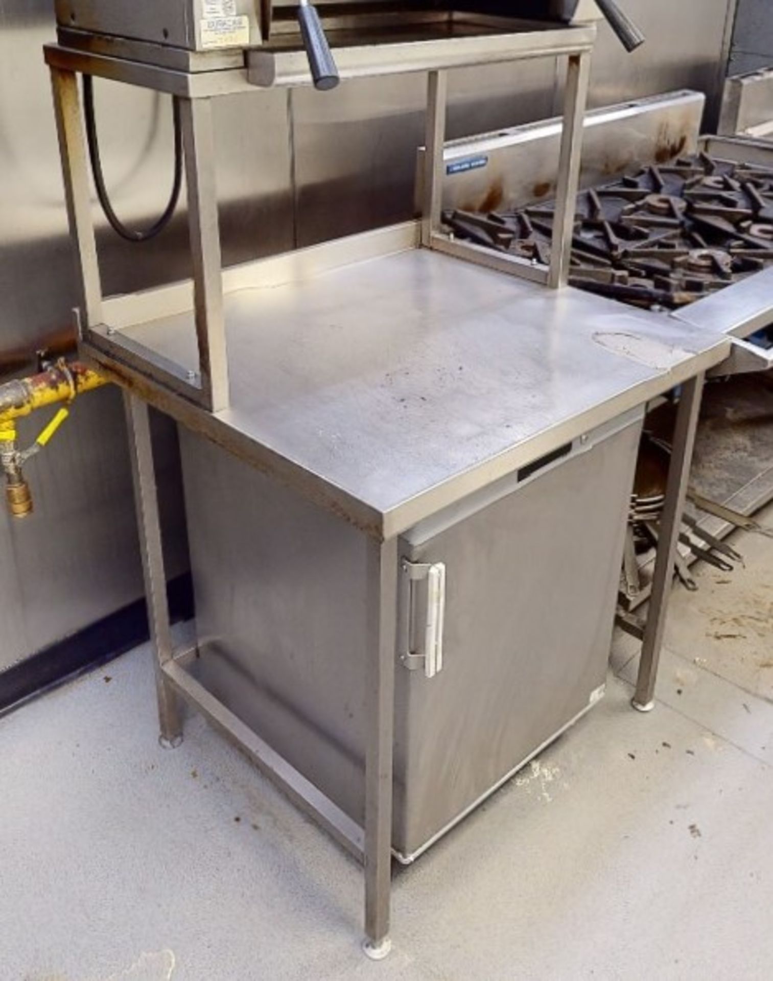 1 x Stainless Steel Prep Table With Overhead Shelf