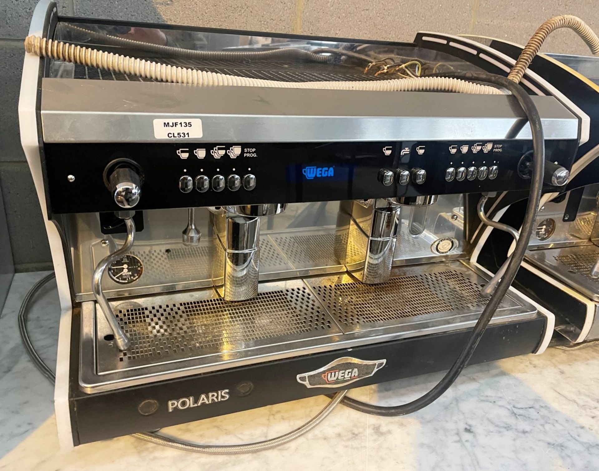 1 x Polaris Wega 2 Group Commercial Espresso Coffee Machine - Stainless Steel / Black Finish