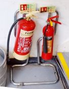 1 x Fire Extinguisher Station With Two Foam and Carbon Dioxide Extinguishers
