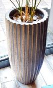 1 x Tall Freestanding Planter With an Abstract Sun Shaped Design