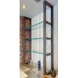 1 x Industrial Style Shelf Unit With a Steel Frame and Toughened Glass Shelves - Dimensions: H100