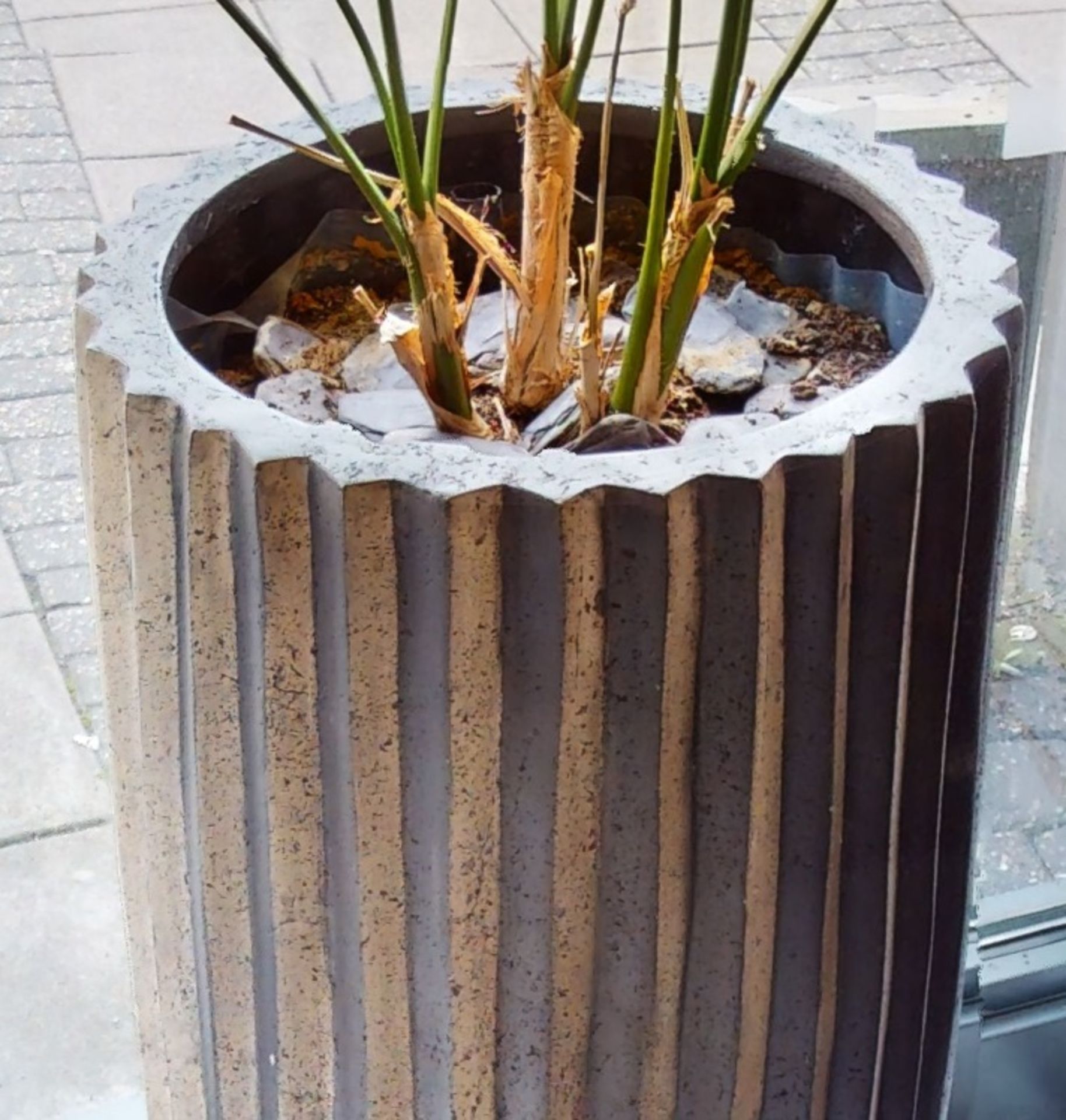 1 x Tall Freestanding Planter With an Abstract Sun Shaped Design - Image 3 of 3