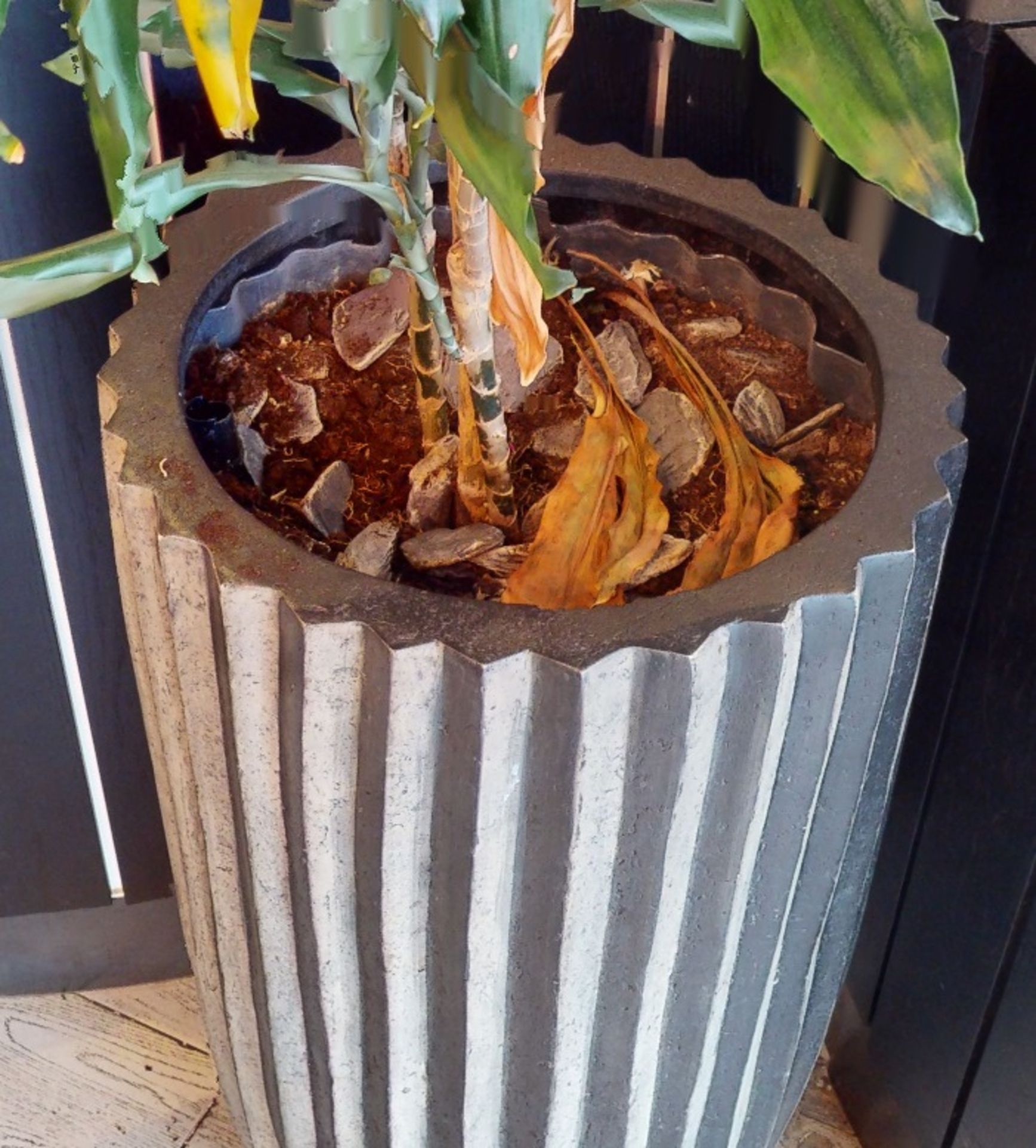 1 x Tall Freestanding Planter With an Abstract Sun Shaped Design - Image 3 of 3