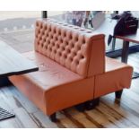 1 x Back to Back Seating Bench Featuring Studded Backs and a Salmon Leather Upholstery