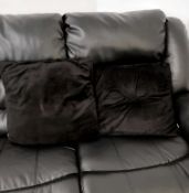 2 x Velvet Black Zip Closing Cushions With Cotton Cushion Pad - Dimensions: 45x45cm - Ref: