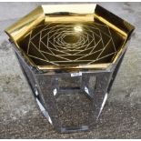 1 x Contemporary Designer Metal Table Featuring a Removable Tray Top with Geometric Rose Design,