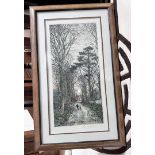 1 x FRED SLOCOMBE Etching Framed Print  "Where Many Branches Meet", 1888