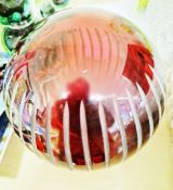 1 x Clear Weighted Cranberry Glass Doorstop With Chevron Knotching